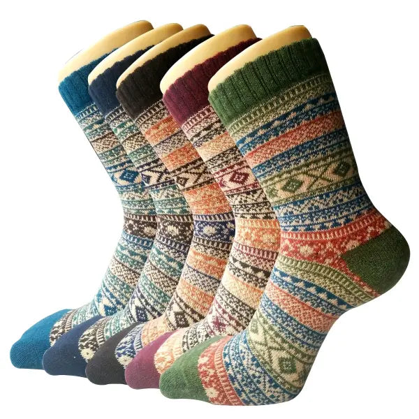 5 Pack Thick Women’s Autumn Winter Wool Socks - 2 Pairs Black / One Size