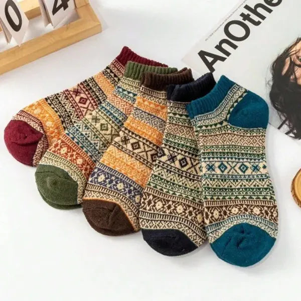 5 Pack Thick Women’s Autumn Winter Wool Socks - 2 Pairs Black / One Size