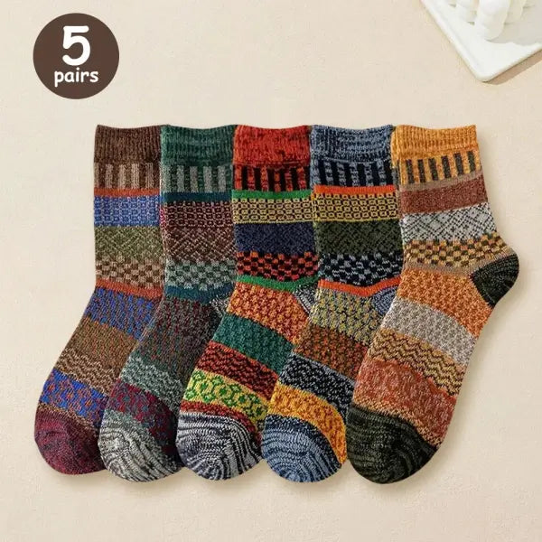 5 Pack Thick Women’s Autumn Winter Wool Socks - 2 Pairs Black / One Size