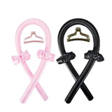 Heatless Curling Rod Polyester Headband for Soft Shiny Hair - Pink Black