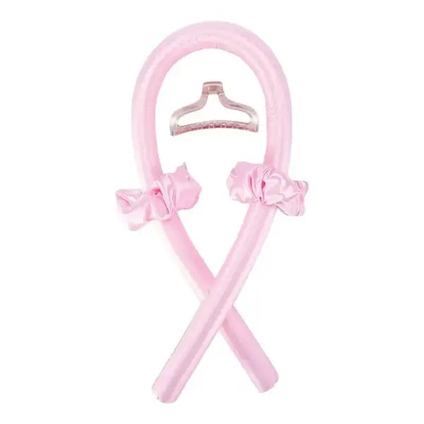 Heatless Curling Rod Polyester Headband for Soft Shiny Hair - Pink Black