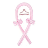 Heatless Curling Rod Polyester Headband for Soft Shiny Hair - Pink Black