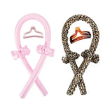 Heatless Curling Rod Polyester Headband for Soft Shiny Hair - Pink Black