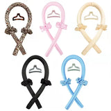 Heatless Curling Rod Polyester Headband for Soft Shiny Hair - Pink Black