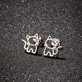 Cute Cat Stainless Steel Stud Earrings – Small Punk Ear Studs for Men & Women Trendy Fashion Gift