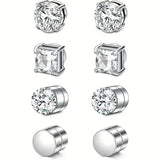 Crystal Strong Magnetic Ear Stud Clip Earrings for Men and Women