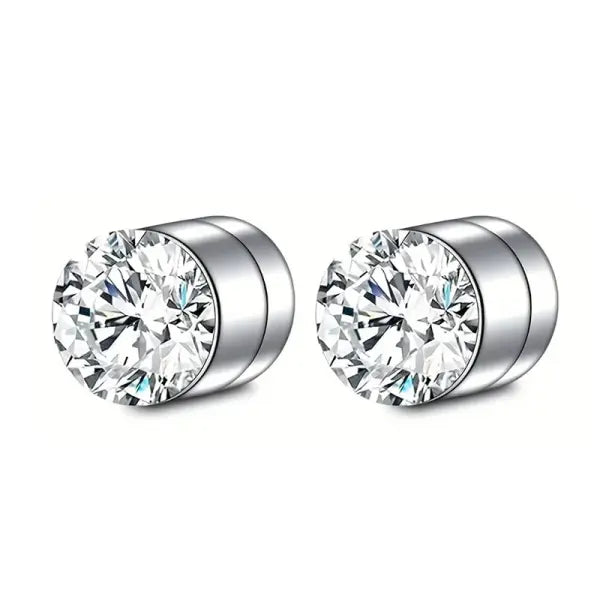 Crystal Strong Magnetic Ear Stud Clip Earrings for Men and Women - 6mm Style B