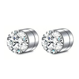 Crystal Strong Magnetic Ear Stud Clip Earrings for Men and Women - 6mm Style B