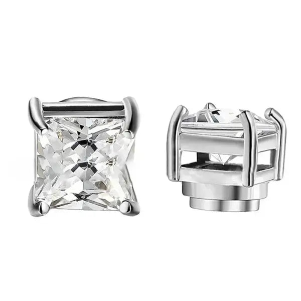 Crystal Strong Magnetic Ear Stud Clip Earrings for Men and Women - 6mm Style D