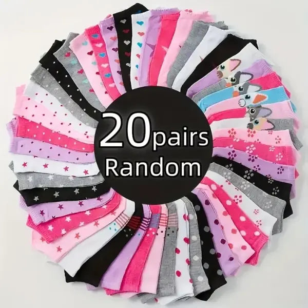 Valentine’s Day Heart Print Dress Socks 10 Pair Set - 20pairs random color / One Size