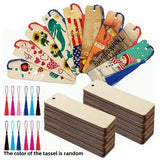 70pcs Wooden Blank Bookmarks and Unfinished Wood Tassels Set