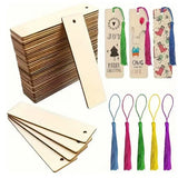 70pcs Wooden Blank Bookmarks and Unfinished Wood Tassels Set