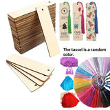 70pcs Wooden Blank Bookmarks and Unfinished Wood Tassels Set