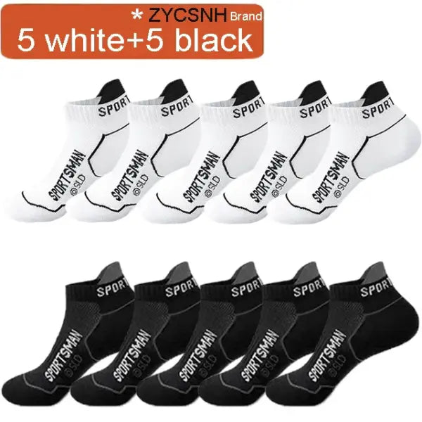 10 Pairs High Quality Socks Men’s Summer Man Short Socks Breathable Ankle Socks Cotton Sports Socks Black Thin Cut Run