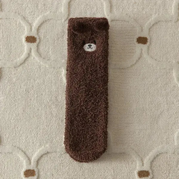 Women Cartoon Patterned Low Tube Socks - 1 pair brown / One Size