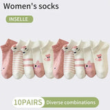 Women Cartoon Patterned Low Tube Socks - Random 10 pairs / One Size