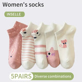 10 Pairs Women Cartoon Patterned Socks Trendy And Fashionable Versatile Socks Lightweight Breathable Comfortable Casual