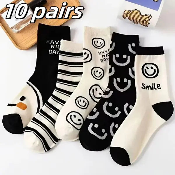 Women Cartoon Patterned Low Tube Socks - 10 pairs 1 / One Size