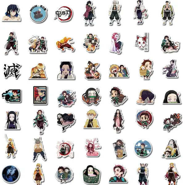 200pcs Cartoon Anime Demon Slayer Stickers for Laptop and Skateboard
