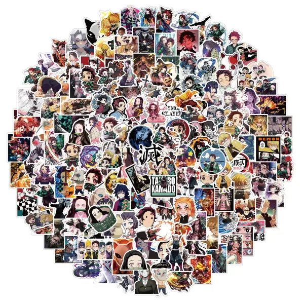 200pcs Cartoon Anime Demon Slayer Stickers for Laptop and Skateboard - 100PCS Demon Slayer