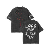 100% Cotton Oversized Hip-Hop T-Shirt – Washed Cactus Jack Short Sleeve Graphic Tee for Men & Women - K24 / S
