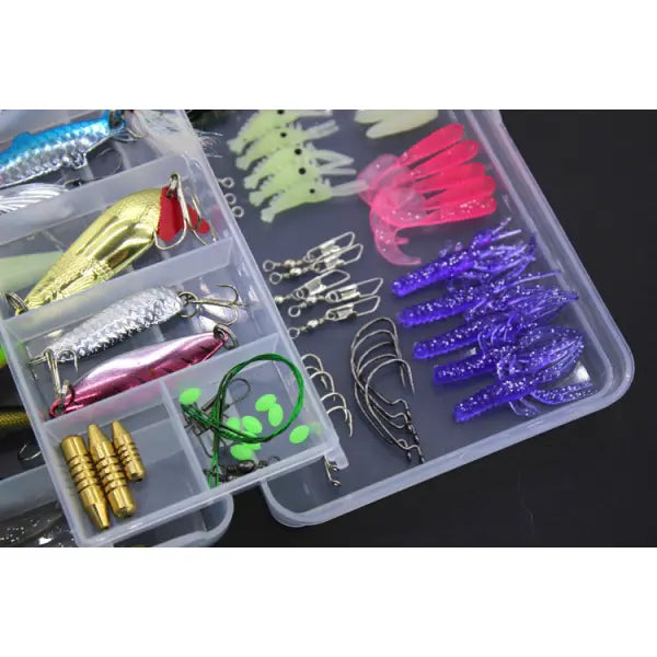 100 Piece Sequined Soft Bait Set Fishing Gear for All Anglers - Colorful - Hair Remover