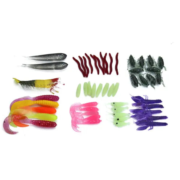 100 Piece Sequined Soft Bait Set Fishing Gear for All Anglers - Colorful - Hair Remover