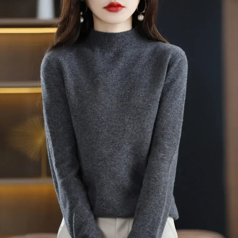 100% Pure Wool Half-neck Pullover In Autumn And Winter New Cashmere Sweater Women’s Casual Knit Top Women’s Coat 19