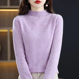 Womens Wool Mock Neck Pullover Sweater - jia hua zi ban gao / S