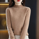 Womens Wool Mock Neck Pullover Sweater - jin tuo ban gao / S
