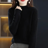 Womens Wool Mock Neck Pullover Sweater - hei ban gao / S