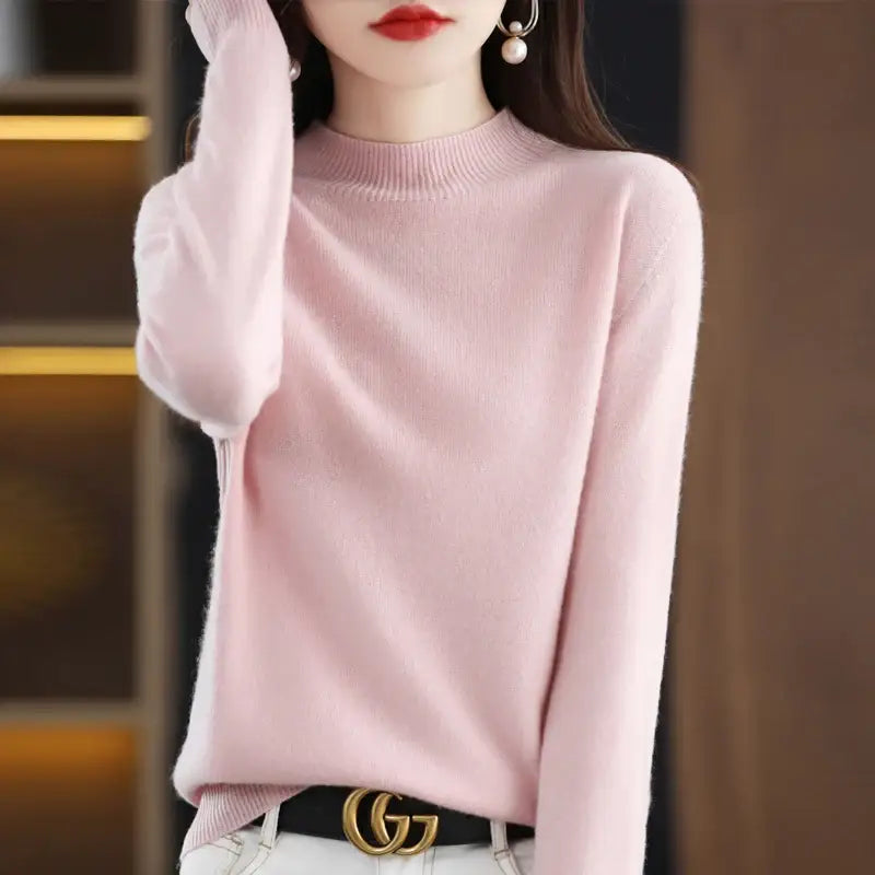 100% Pure Wool Half-neck Pullover In Autumn And Winter New Cashmere Sweater Women’s Casual Knit Top Women’s Coat 19
