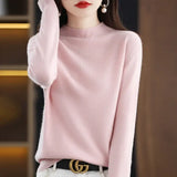 100% Pure Wool Half-neck Pullover In Autumn And Winter New Cashmere Sweater Women’s Casual Knit Top Women’s Coat 19