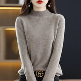 Womens Wool Mock Neck Pullover Sweater - tuo ban gao / M