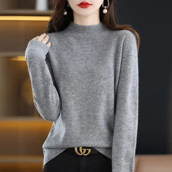 Womens Wool Mock Neck Pullover Sweater