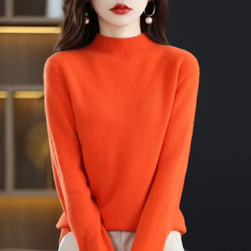 100% Pure Wool Half-neck Pullover In Autumn And Winter New Cashmere Sweater Women’s Casual Knit Top Women’s Coat 19