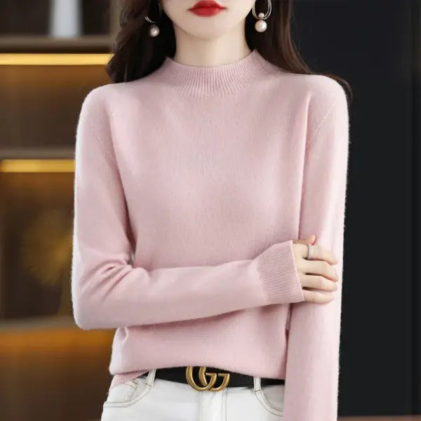 Womens Wool Mock Neck Pullover Sweater