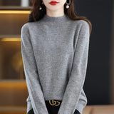 Womens Wool Mock Neck Pullover Sweater - zhong hui ban gao / XXL