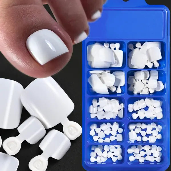 100pcs Fake Toenail Natural White Acrylic False Tips 1box