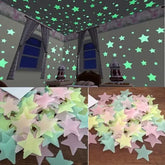 100pcs Fluorescent Glow in the Dark Stars Wall Stickers for Kids Rooms Decoration Livingroom Baby Bedroom Ceiling Home