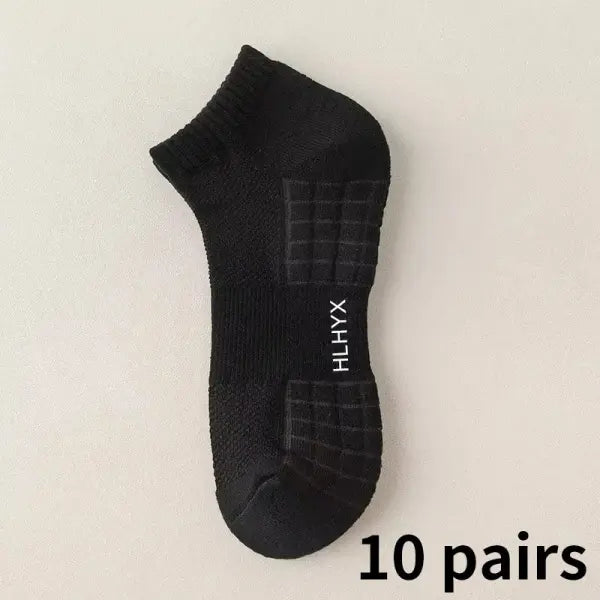 10pcs Socks Tube Thick Cotton Deodorant Winter Basketball Stockings - 10 pairs black 1 / one size 37-43