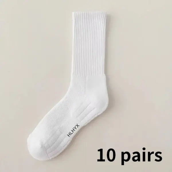 10pcs Socks Tube Thick Cotton Deodorant Winter Basketball Stockings - 10 pairs white 3 / one size 37-43