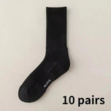 10pcs Socks Tube Thick Cotton Deodorant Winter Basketball Stockings - 10 pairs black 3 / one size 37-43