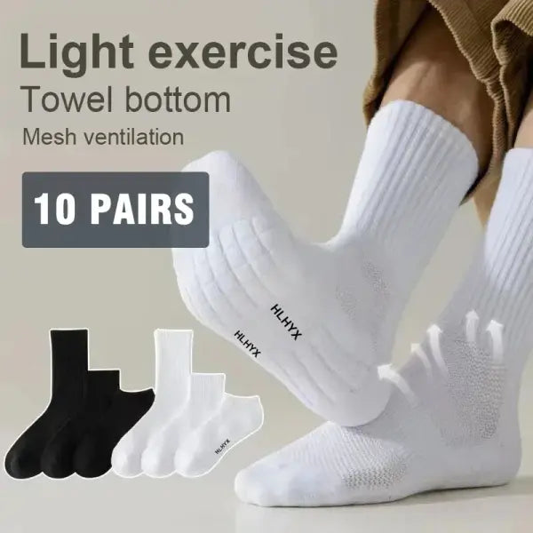 10pcs Socks Tube Thick Cotton Deodorant Winter Basketball Stockings
