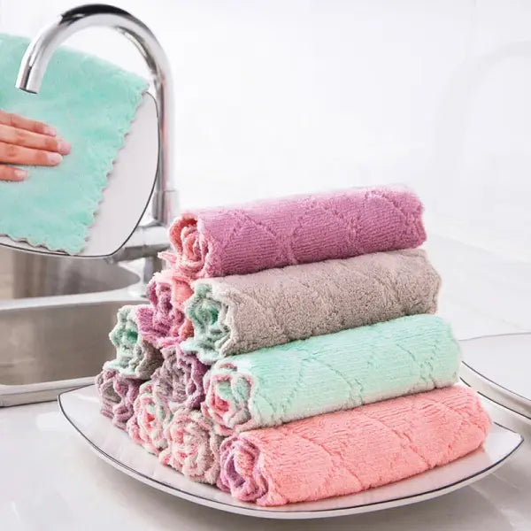 10-piece Microfiber Dish Cloths Multi Purpose Dishwashing Towels - Color random / 10pcs