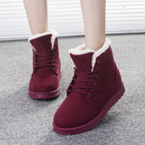 Suede Women Snow Boots with Artificial Wool Lining