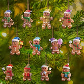 12/24pcs Christmas Gingerbread Man Ornaments Xmas Tree Wooden Hanging Pendants 2026 New Year Party Home Decoration Kids