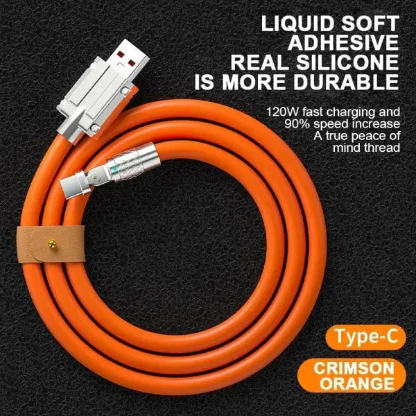 120W 7A Fast USB Type C Liquid Silicone Degree Rotation Elbow Cable