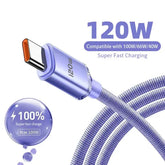 120W USB Type C Cable Type C to Type C Fast Charging Cord USB C Quick Charge Phone Cables For Samsung Xiaomi Huawei