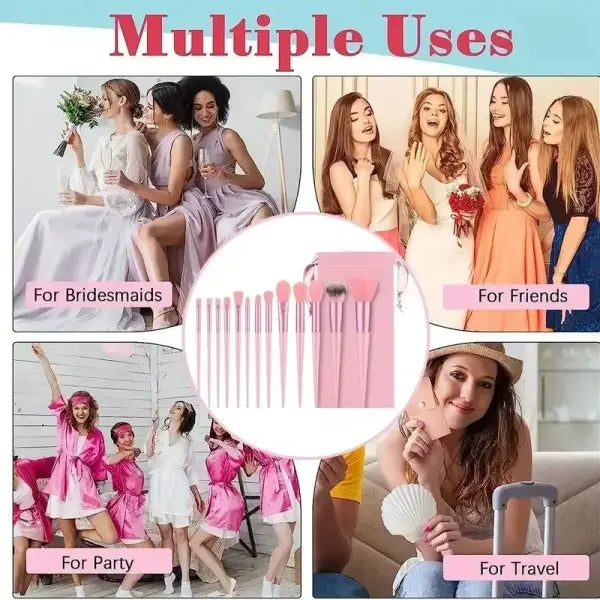 13pcs Premium Synthetic Nylon Bristle Makeup Brush Set - Soft Gentle and Cruelty-Free for Flawless Foundation Blush